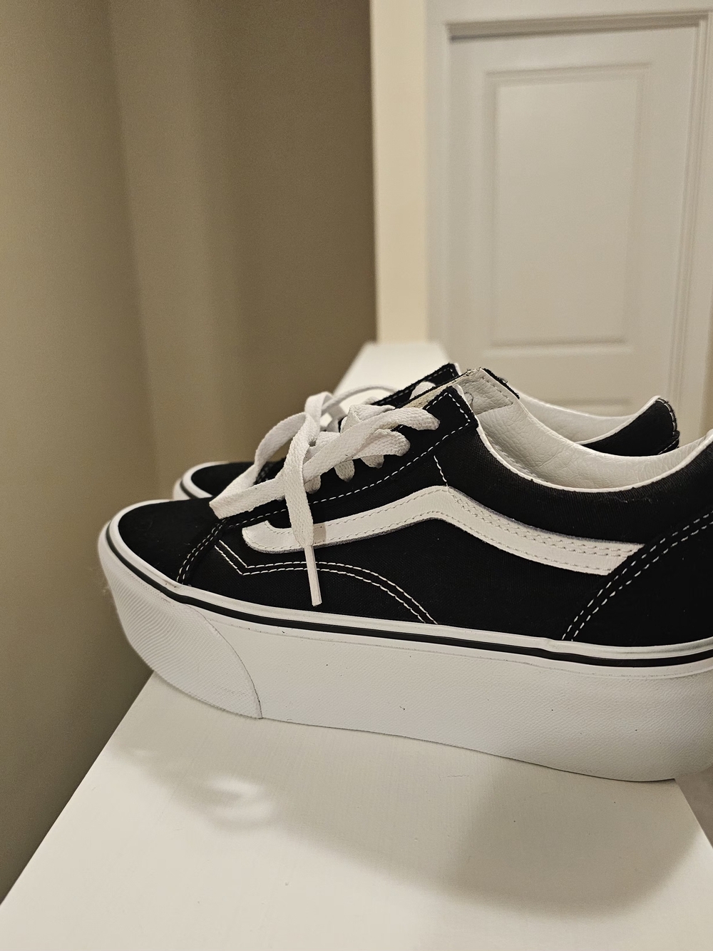 Vans Black and White Platform Old Skool Sneakers